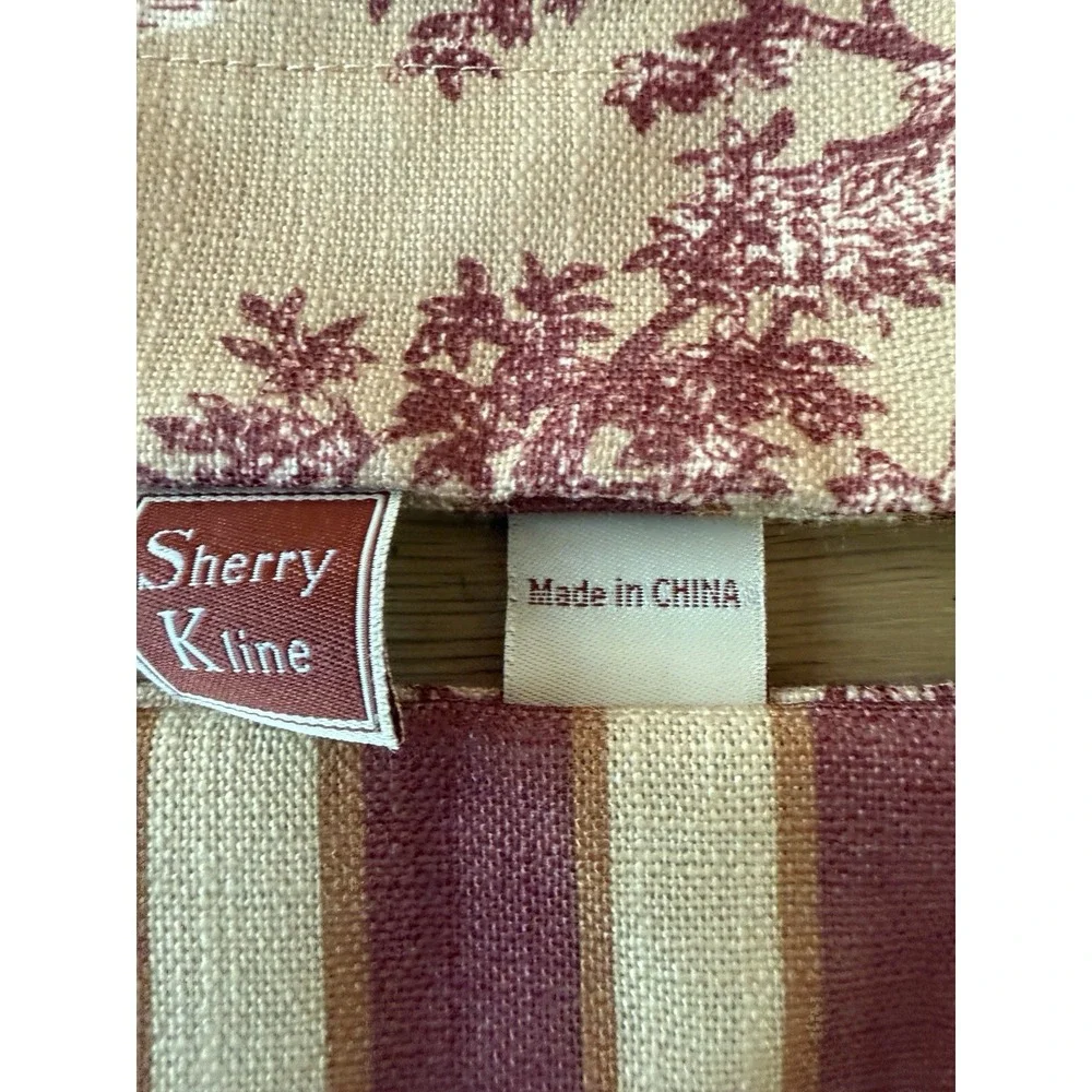 Sherry Kline Red Toile Reversible Pillow Shams Set of 2 French Country Striped